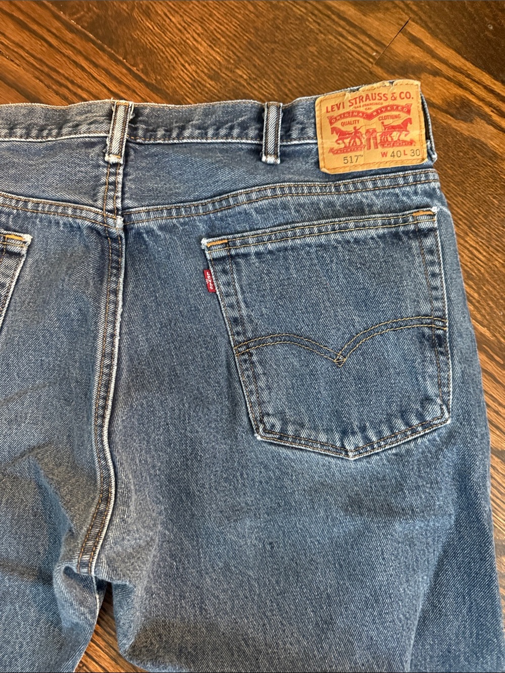 Levi's 517 Men's Bootcut Jeans Blue Wash W40 L30 Sept 2015 Vintage Style